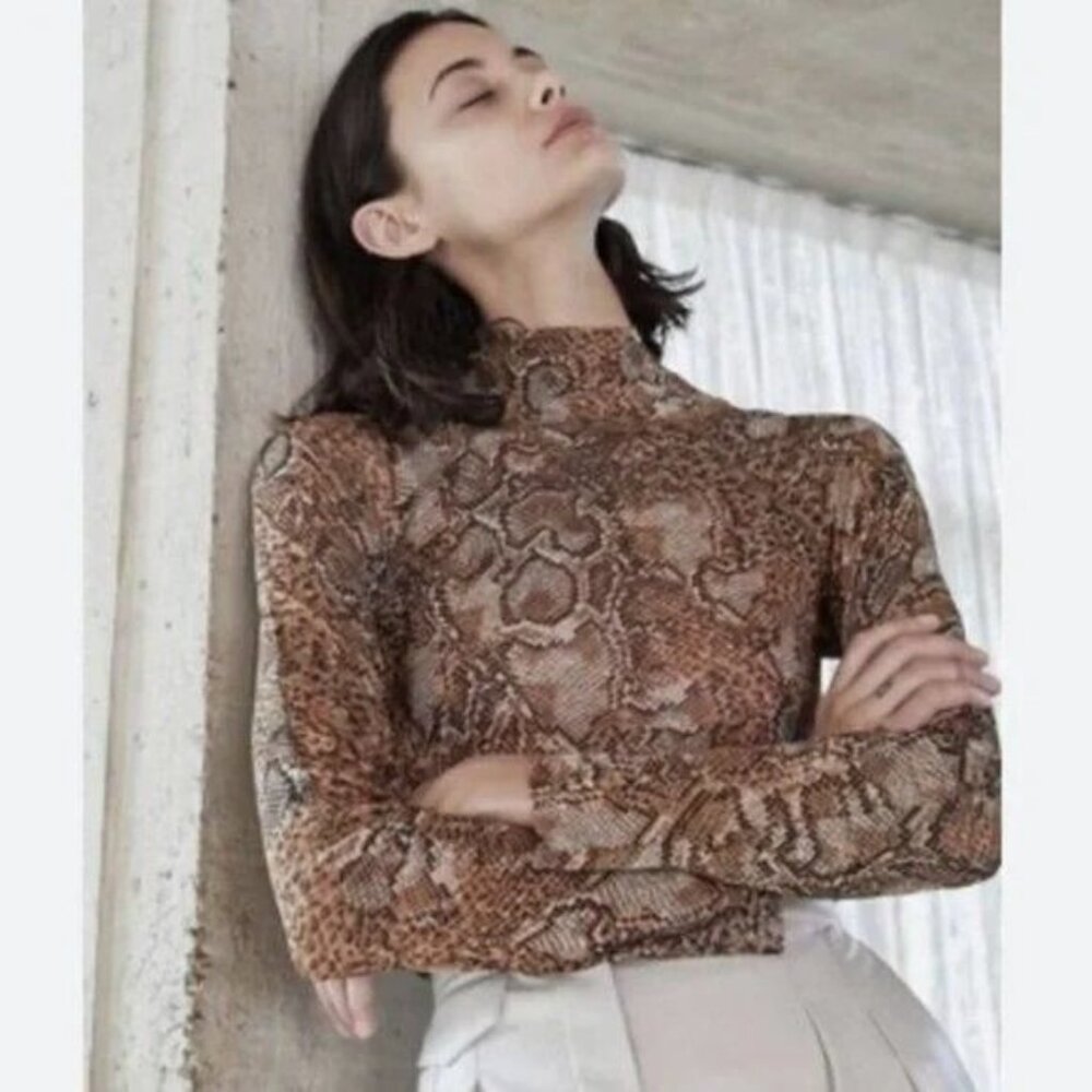 Nanushka Snake Python Serpent Madi Mock Neck Shee… - image 1